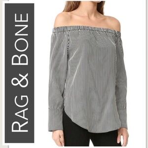 Rag & Bone Greta Striped Silk Off-the-Shoulder Blouse XS